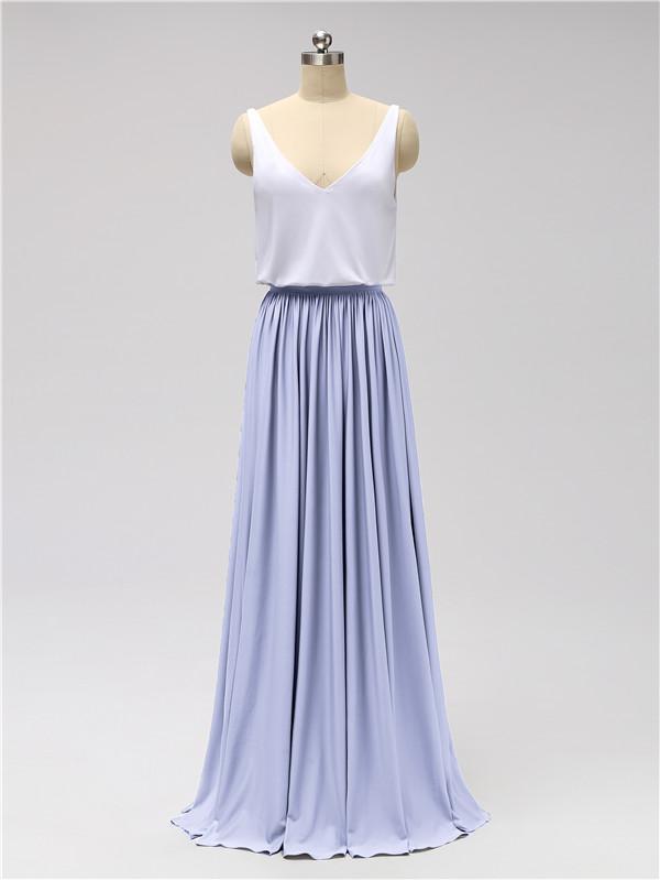 V Neck Chiffon Floor Length Bridesmaid Dresses