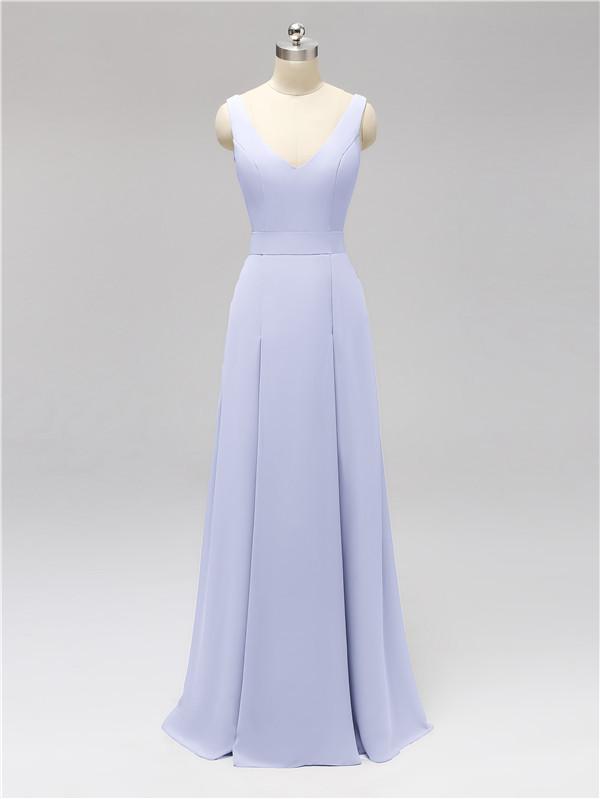 V Neck Floor Length Bridesmaid Dresses