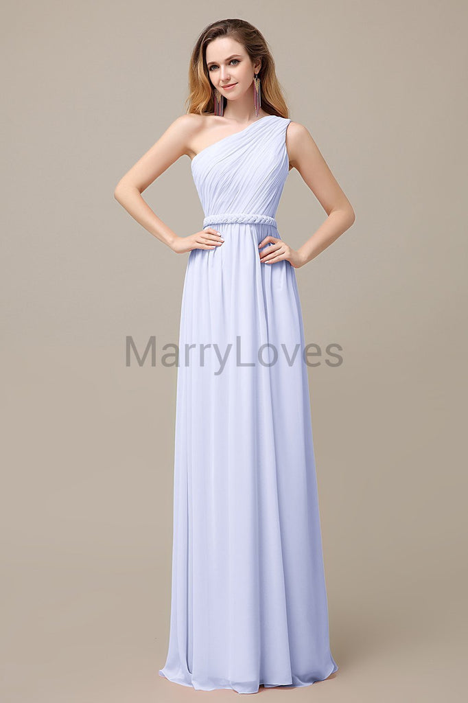 One Shoulder Chiffon Floor Length Bridesmaid Dresses