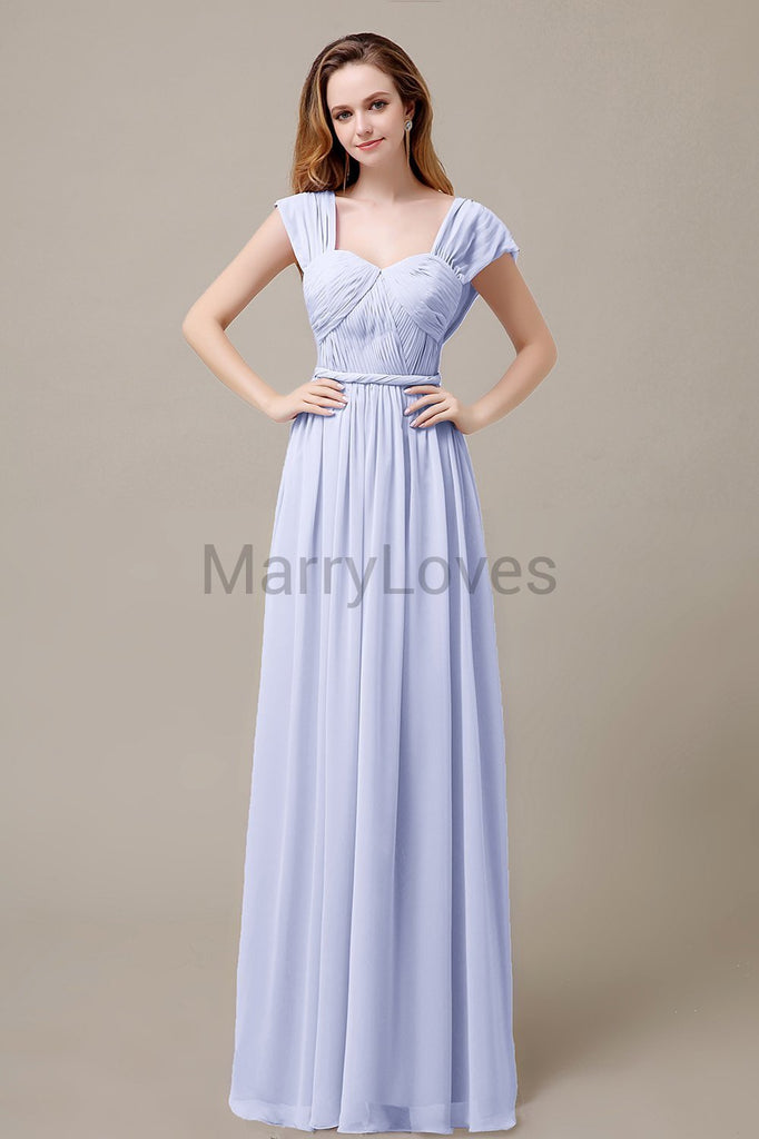 Floor Length Chiffon Bridesmaid Dresses with Pleated