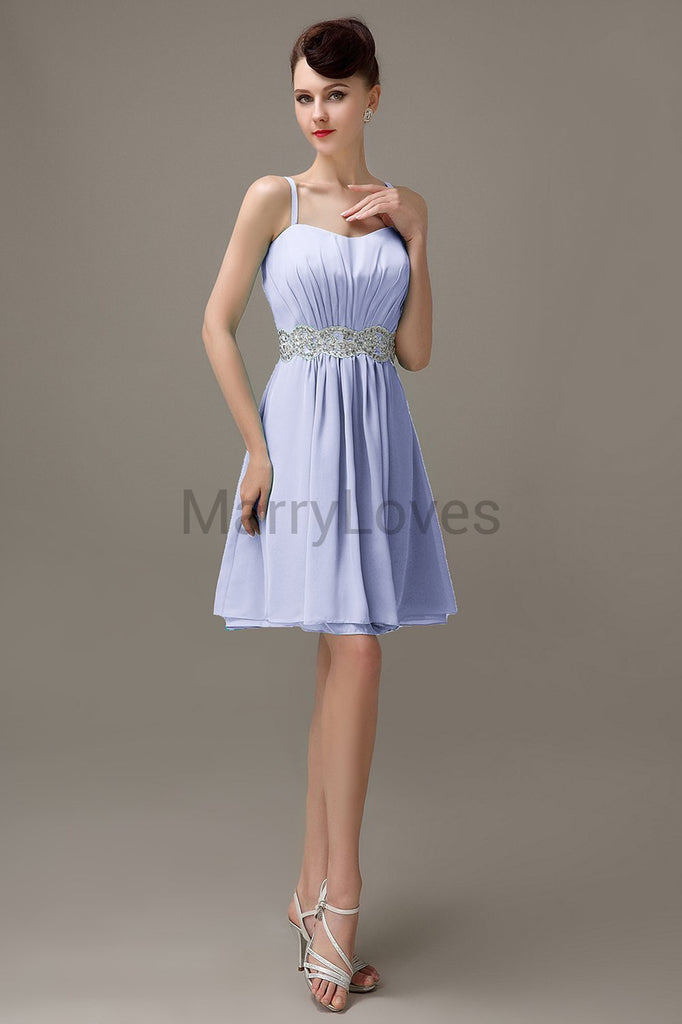 Spaghetti Strap Chiffon Short Bridesmaid Dresses