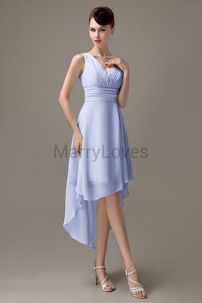 V-Neck Pleated Chiffon Bridesmaid Dresses