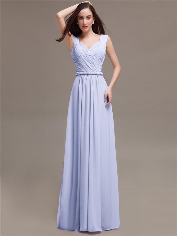 Straps Pleats Chiffon Bridesmaid Dresses