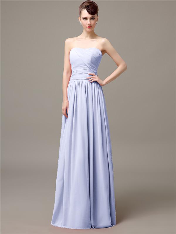 Strapless Pleats Chiffon Bridesmaid Dresses