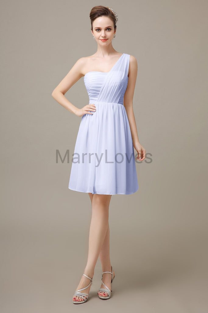 One shoulder Pleats Chiffon Bridesmaid Dresses