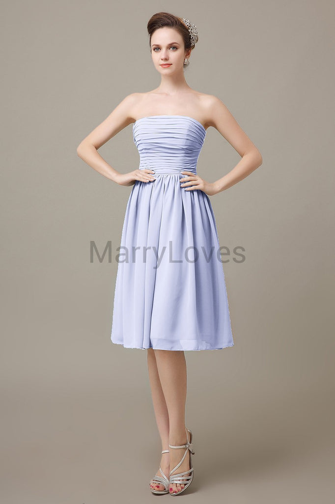 Strapless Pleats Short Bridesmaid Dresses