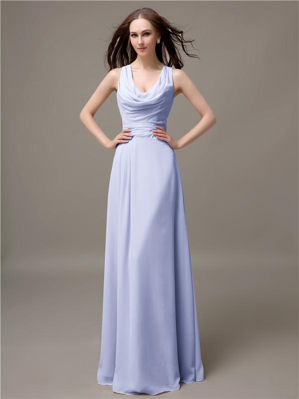 A-line Jewel Neck Floor-length Bridesmaid Dresses