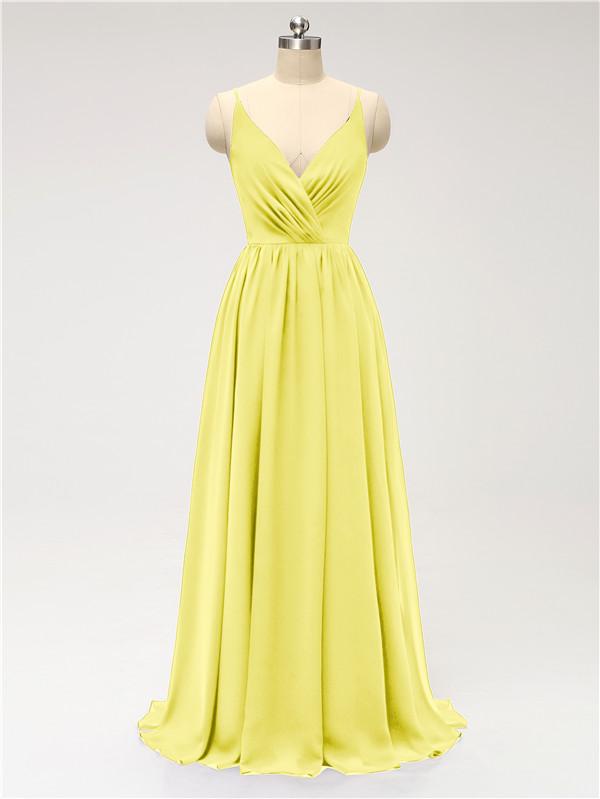 V Neck Chiffon Floor Length Bridesmaid Dresses