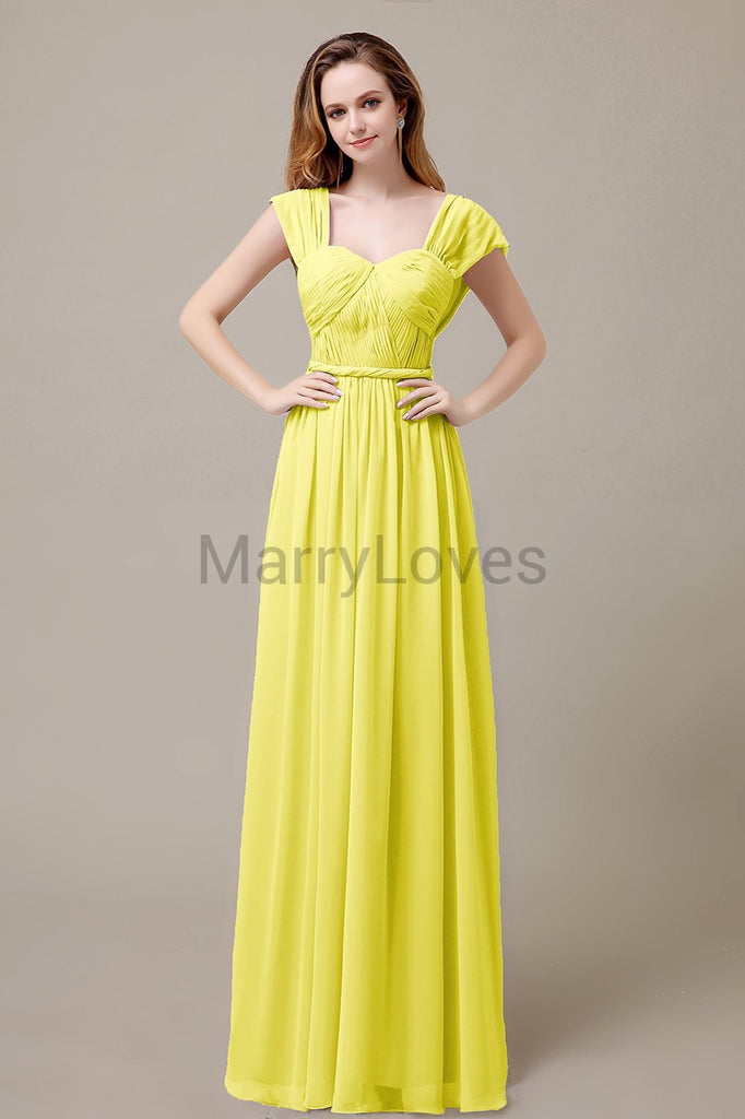 Floor Length Chiffon Bridesmaid Dresses with Pleated