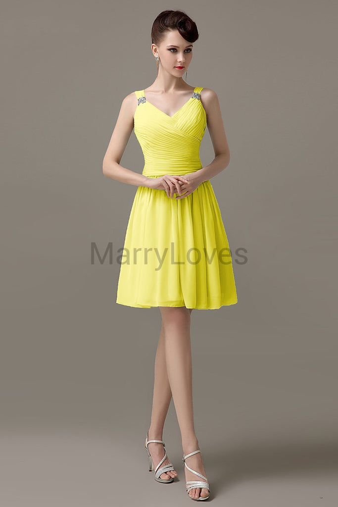 V-neck Chiffon Short Bridesmaid dresses