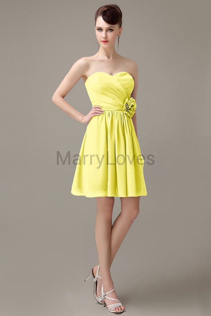 Sweetheart Chiffon Short Bridesmaid Dresses