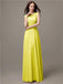 Floor-length Cap Sleeves Appliques Chiffon Bridesmaid Dresses