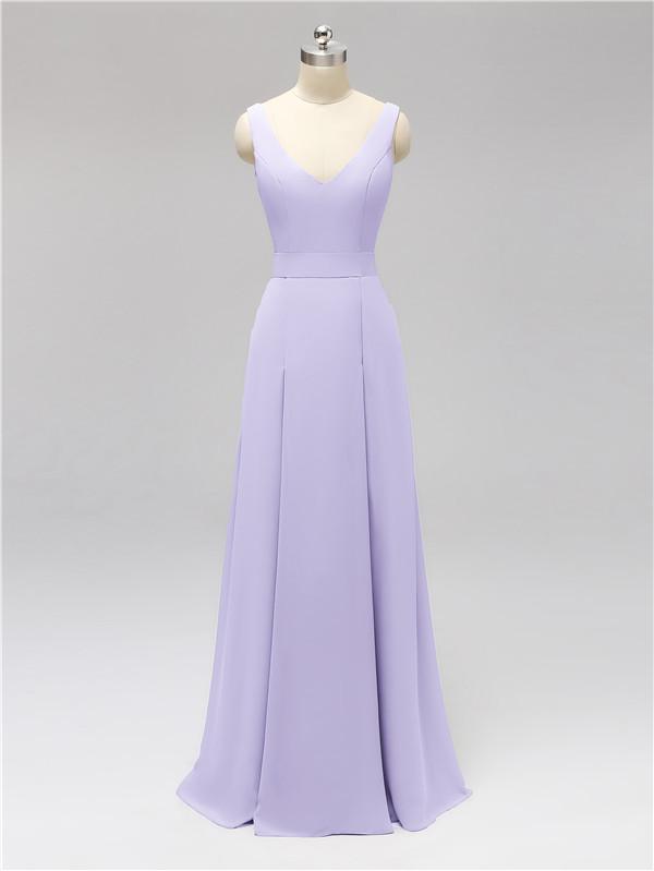 V Neck Floor Length Bridesmaid Dresses