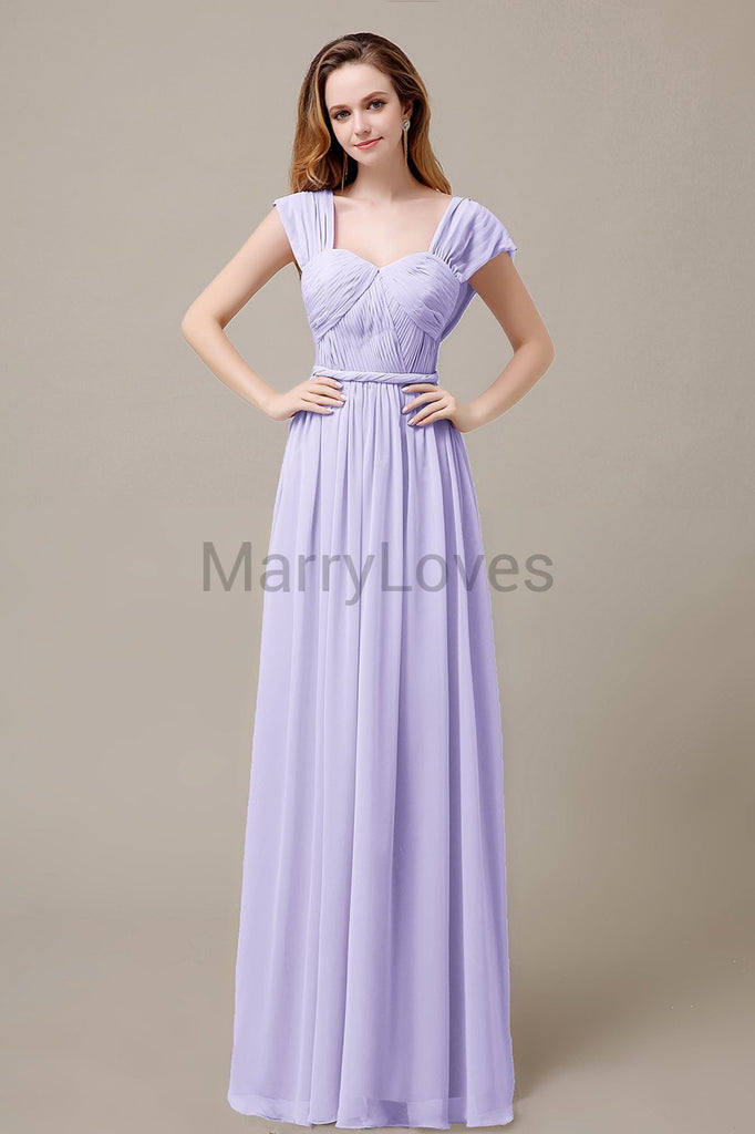 Floor Length Chiffon Bridesmaid Dresses with Pleated