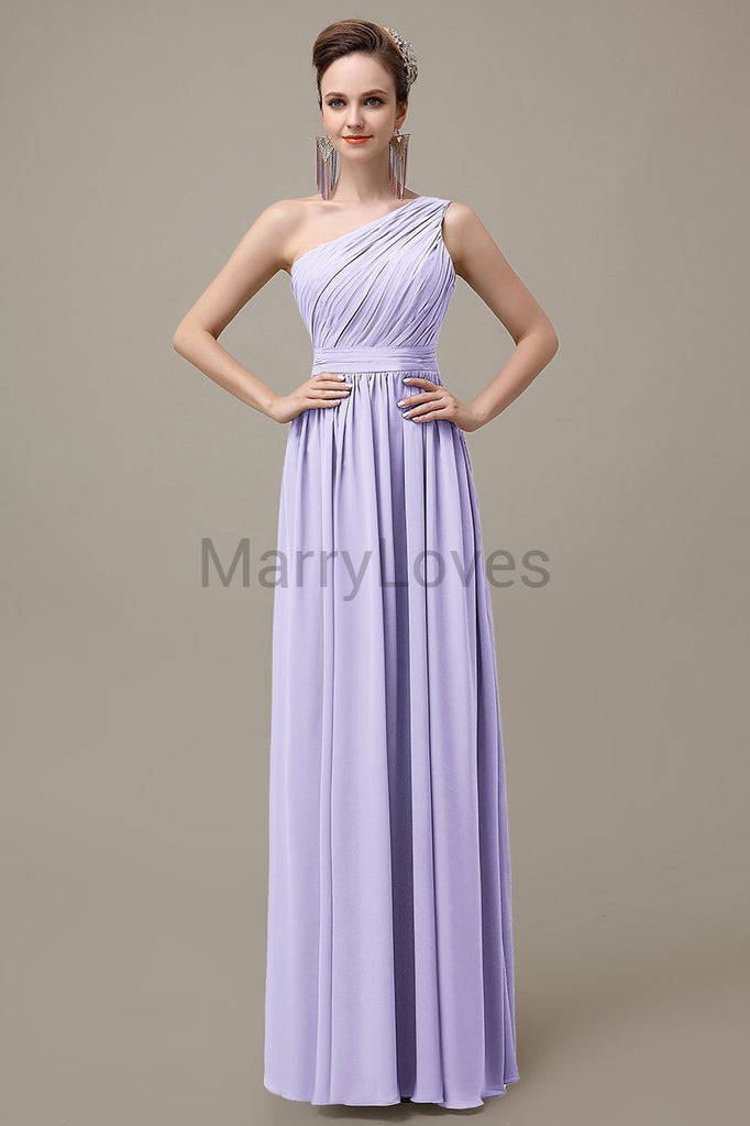 One Shoulder Chiffon Floor Length Bridesmaid Dresses