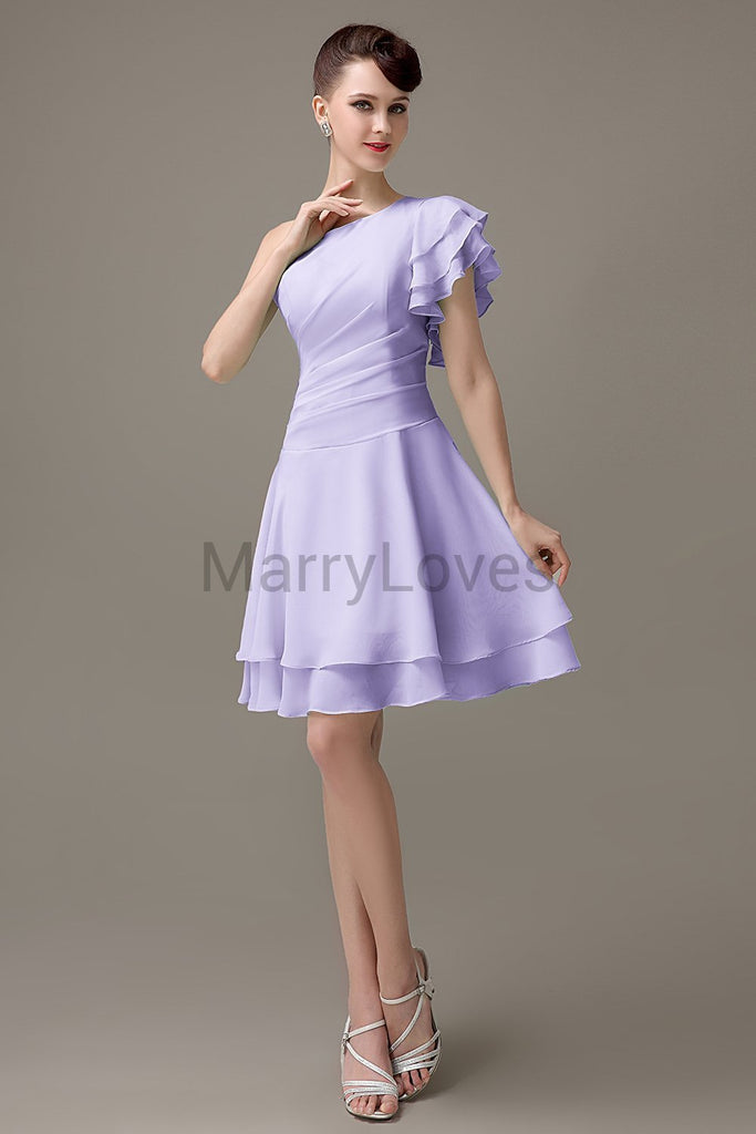 One Shoulder Ruffles Bridesmaid Dresses