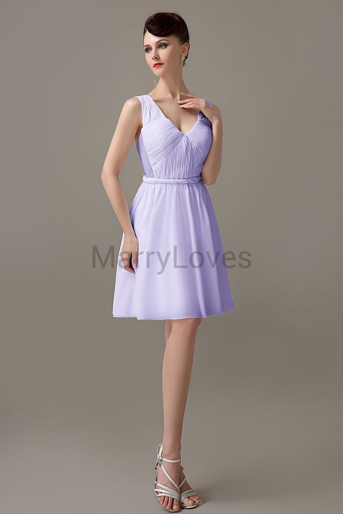 V-neck Chiffon Short Bridesmaid Dresses