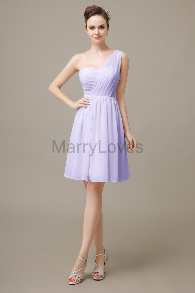 One shoulder Pleats Chiffon Bridesmaid Dresses