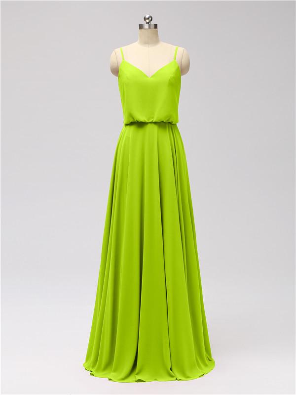 Spaghetti Strap Chiffon Floor Length Bridesmaid Dresses