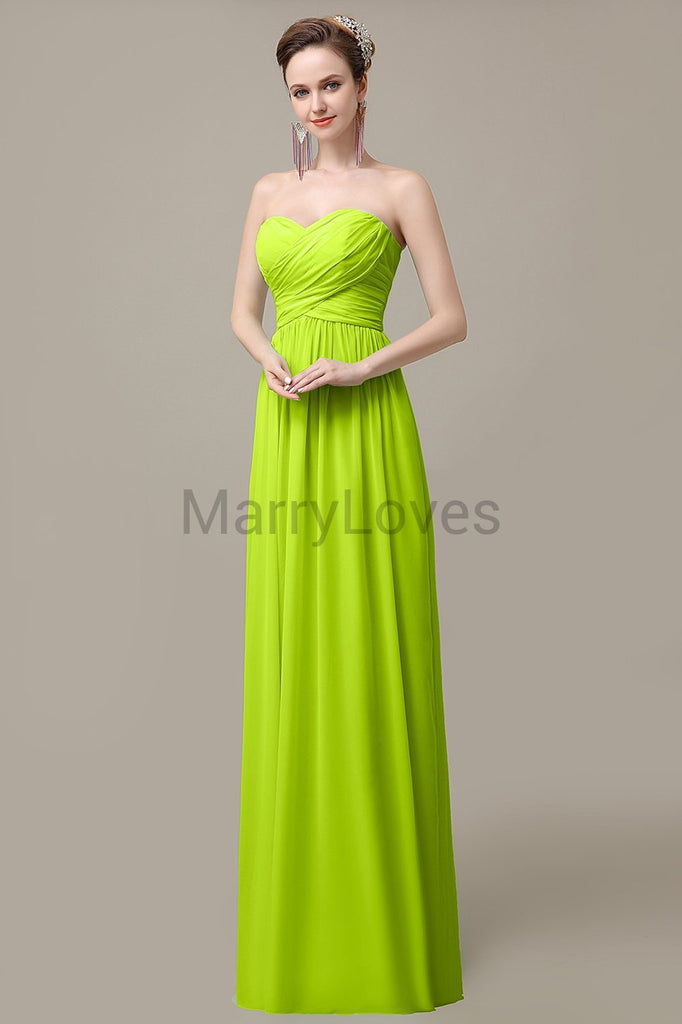 Sweetheart Chiffon Long Bridesmaid Dresses