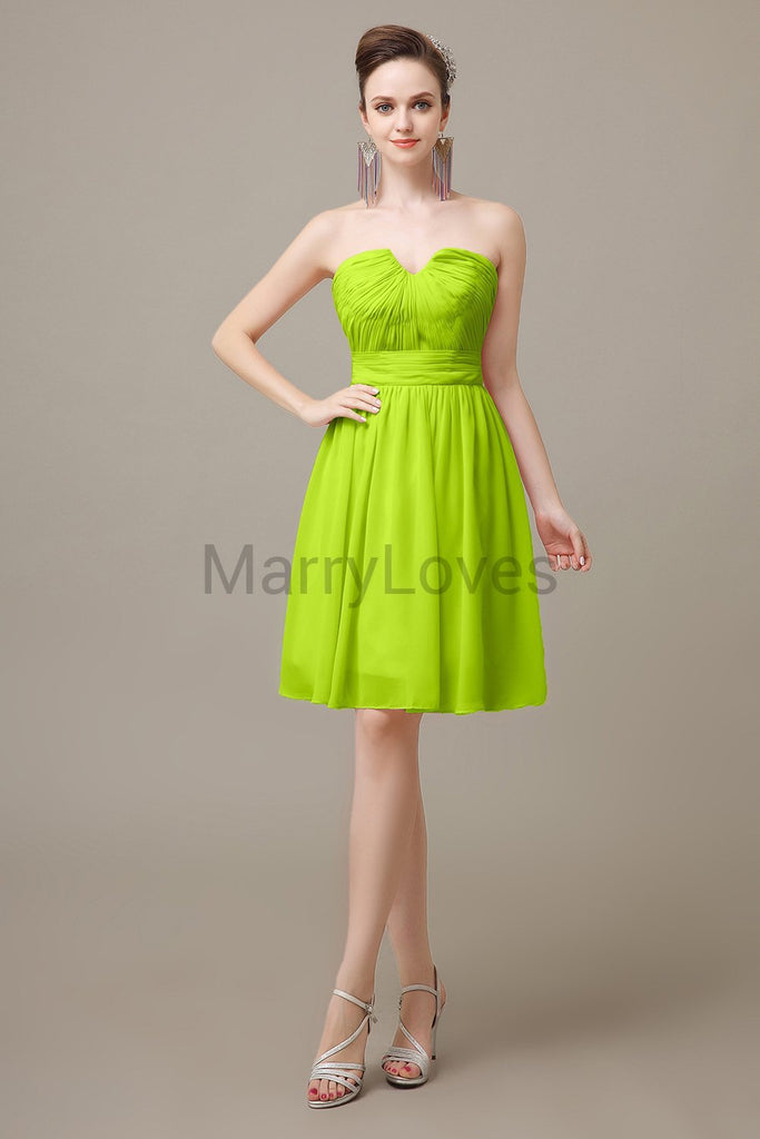 Sweetheart Neck Knee Length Chiffon Bridesmaid Dresses