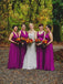 A-line Floor-length V-neck Simple Long Jersey Bridesmaid Dresses, BD0605