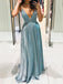 V Neck Fashion Sparkle Evening A-Line Long Prom Dresses, MR7006