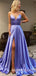 A-Line Spaghetti Straps Side Long Evening Prom Dresses, MR7021