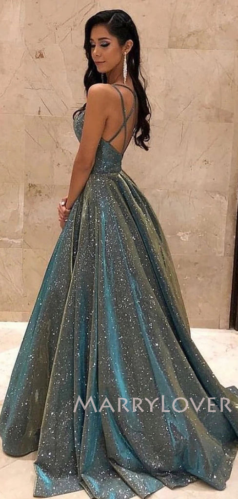 A-Line Sparkle Fashion Long Evening Prom Dresses, MR7032