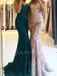 Sexy Backless V Neck Mermaid Lace Long Evening Prom Dresses, MR7047