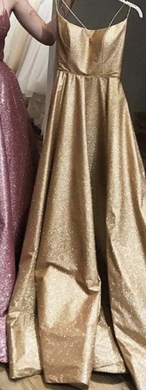 Sex Spaghetti Straps A-Line Sparkle Long Evening Prom Dresses, MR7065