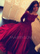 Off Shoulder A-Line With Long Sleeves Long Evening Prom Dresses, MR7079