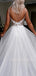 V neckline A-Line Sparkle Long Evening Prom Dresses, wedding dresses, MR7084