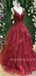 V Neck Open Back Long Evening Prom Dresses, MR7088