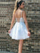 Sexy V neck Light Blue Tulle Skirt Homecoming Dresses, MR7093