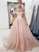 A-line Chic Halter High Split Organza Long Evening Prom Dresses, Cheap Prom Dresses, MR7444