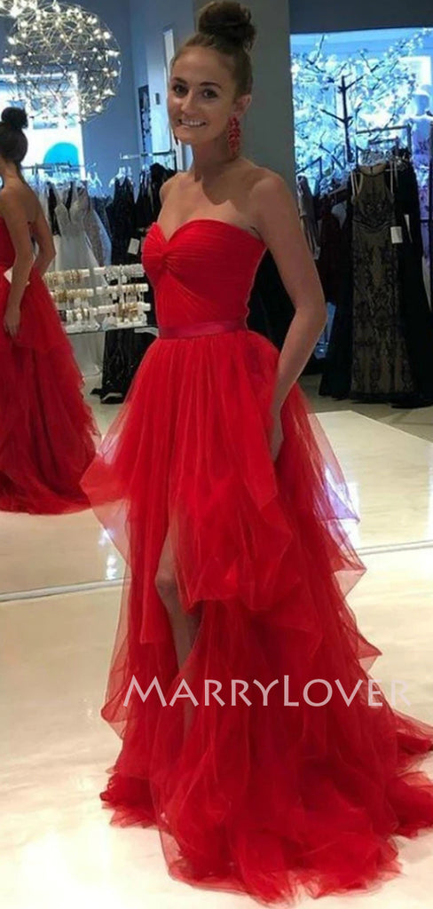 Sexy High Low Tulle Long Evening Prom Dresses, Cheap Sweet Custom Prom Dresses, Homecoming dresses, MR7118