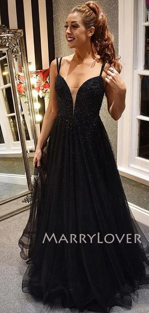 Sexy Backless V Neck Long Evening Prom Dresses, Cheap Custom Prom Dresses, MR7130