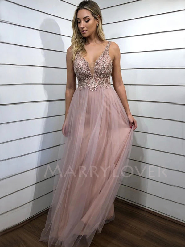 Deep V Neck Grey Purple Long Backless Evening Prom Dresses, Cheap Sweet Prom Dresses, MR7134