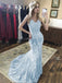 Sex Lace Mermaid Spaghetti Straps Tulle Long Evening Prom Dresses, MR7146