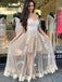 See Through Lace Long Evening Prom Dresses, Cheap Custom Prom Dresses, MR7165