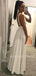 Simple Deep V Neck Backless White Chiffon Cheap Long Evening Prom Dresses, MR7185