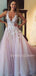 Sex See Throuth V-neck Lace A-line Long Evening Prom Dresses, Cheap Prom Dress, MR7193