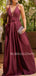 V Neckline Pink Long Backless Evening Prom Dresses, Cheap Custom prom dresses, MR7214