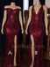 Sexy Burgundy Sequin Mermaid Long Evening Prom Dresses, Cheap Custom Prom Dresses, MR7226