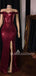 Sexy Burgundy Sequin Mermaid Long Evening Prom Dresses, Cheap Custom Prom Dresses, MR7226