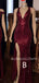 Sexy Burgundy Sequin Mermaid Long Evening Prom Dresses, Cheap Custom Prom Dresses, MR7226