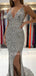 Silver Sequin Mermaid Sparkly Long Evening Prom Dresses, Cheap Custom Prom Dresses, MR7236