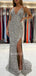 Silver Sequin Mermaid Sparkly Long Evening Prom Dresses, Cheap Custom Prom Dresses, MR7236