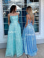 A-Line Spaghetti Straps Sequin Long Evening Prom Dresses, Cheap Custom prom dresses, MR7062